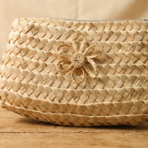 8mars سلة تخزين دائرية من سعف النخيل الطبيعي مع غطاء صناعة يدوية